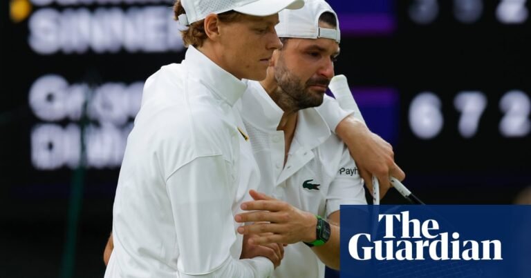 Sinner fortunate to reach quarter-finals as Dimitrov retires injured leading by two sets | Wimbledon 2025