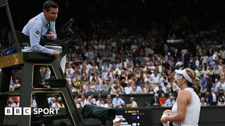 Umpire Nico Helwerth speaks to Anastasia Pavlyuchenkova