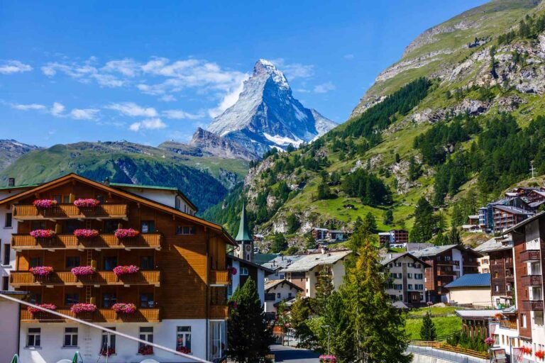 This Car-free Swiss Town Has Pollution-free Air, the World’s Highest Glacier Palace, and Views of 38 Peaks